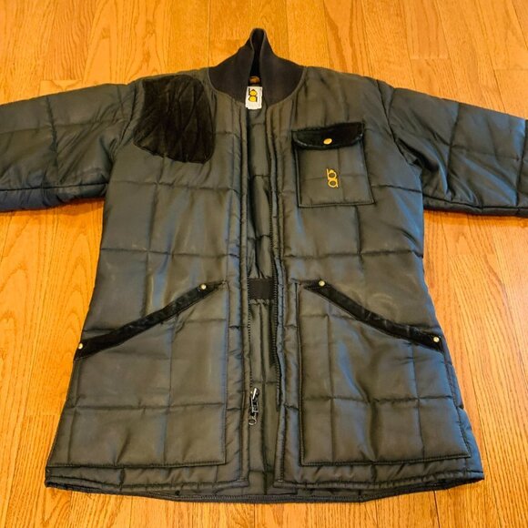 VTG Bob Allen Black Puffer Quilted w/Black Suede Shooting Jacket Mens Medium - Picture 4 of 16